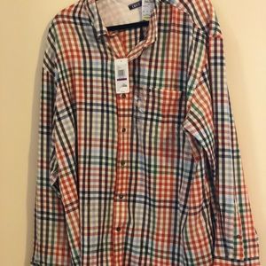 IZod Men’s Long Sleeve Button Down Plaid Shirt NWT